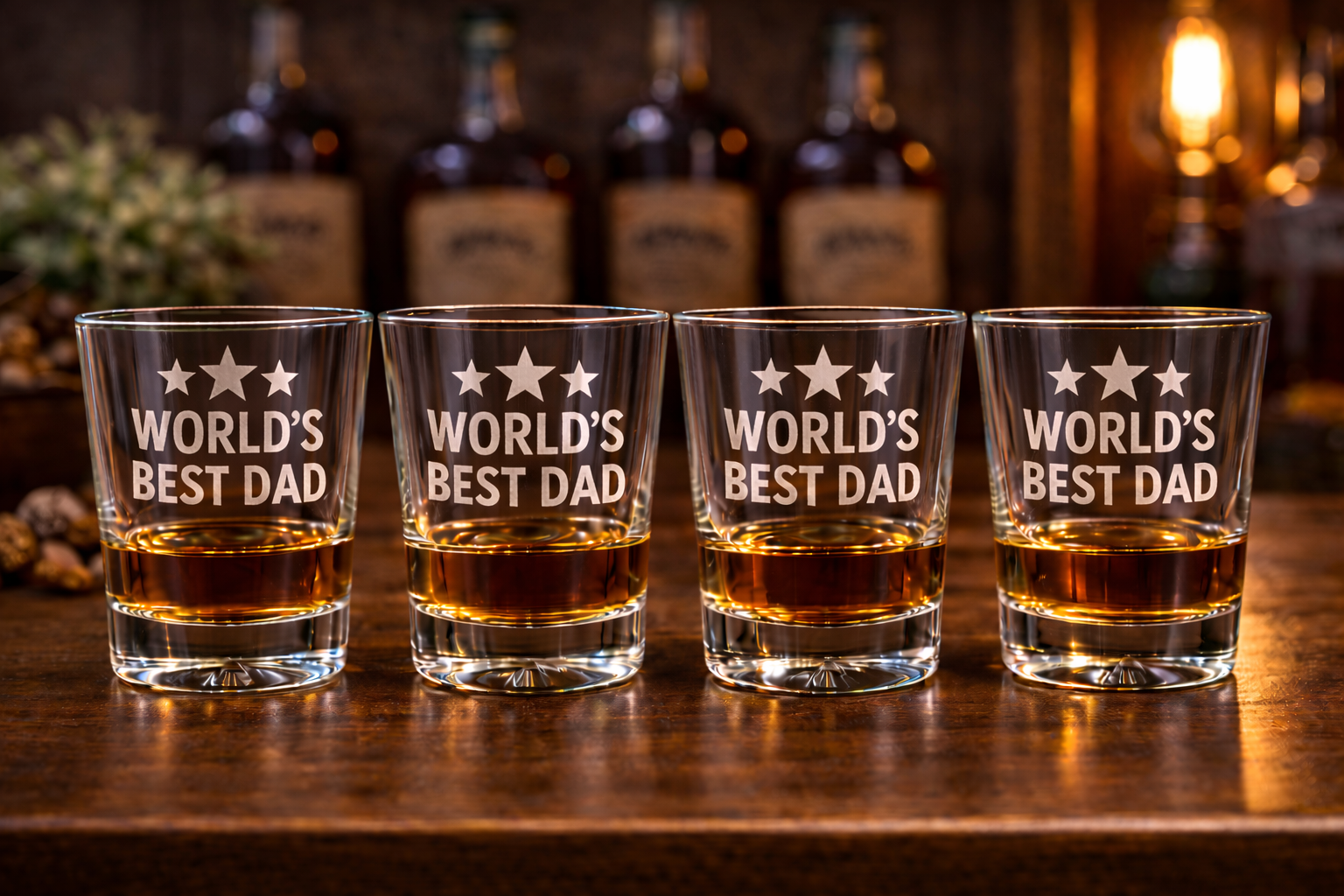 World's Best Dad Premium Rocks Glasses with box