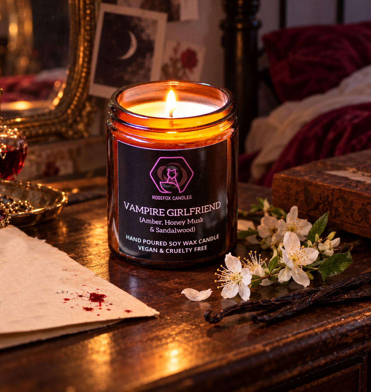 Honey Musk, Vanilla, Amber and Sandalwood Scented Soy Jar Candle