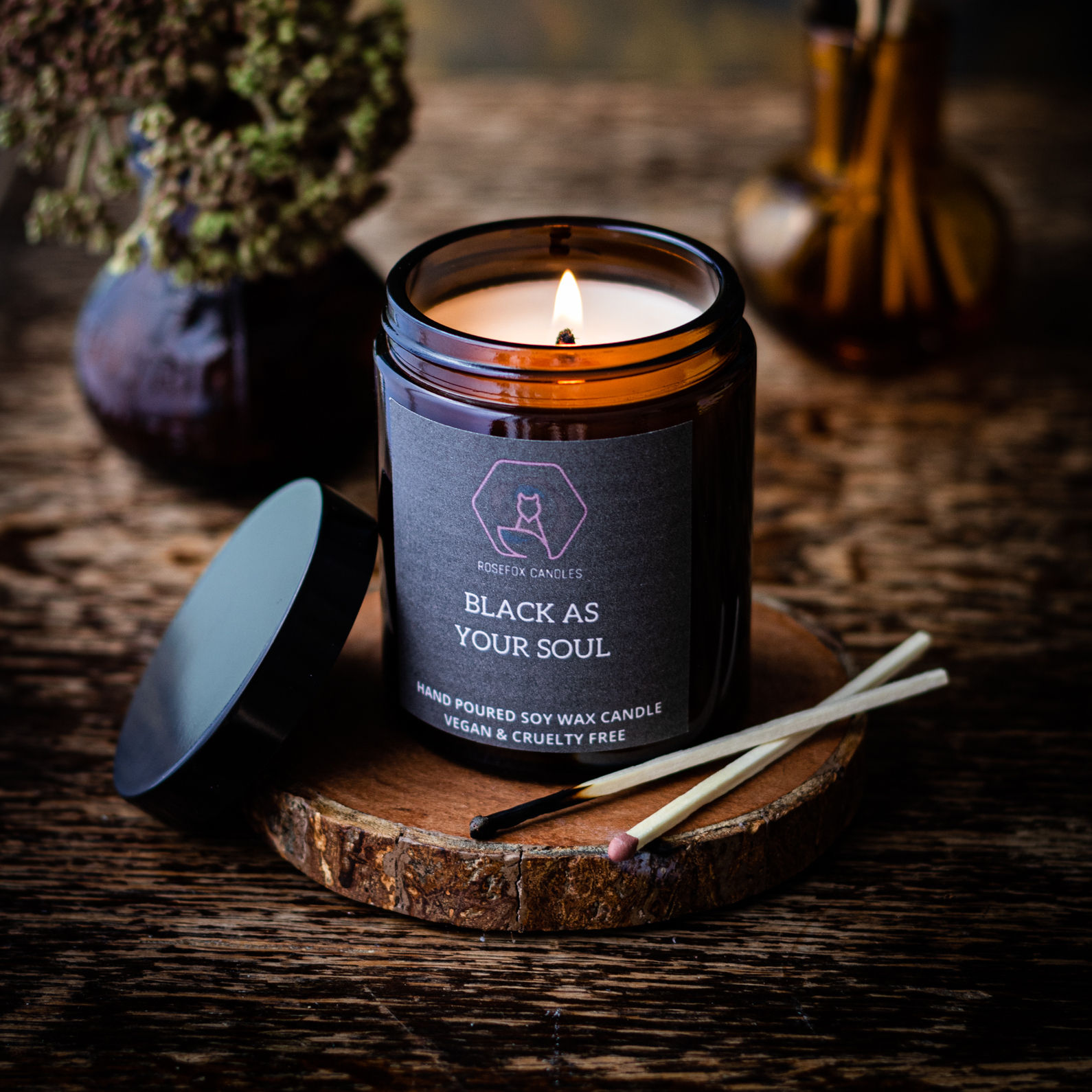Black coffee, caramel and vanilla scented gothic candle