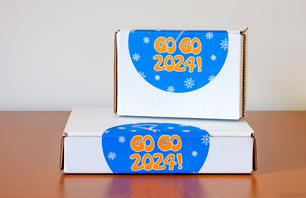 Holiday gifts with custom large circle sticker labels.