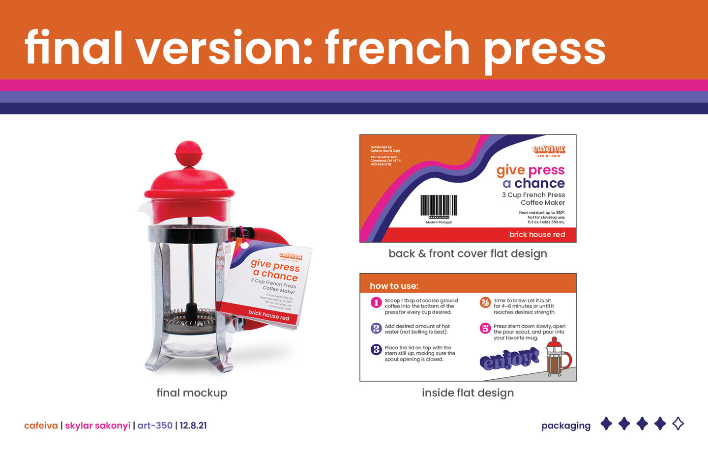 Cafeiva Social Cafe Presentation Final French Press Packaging