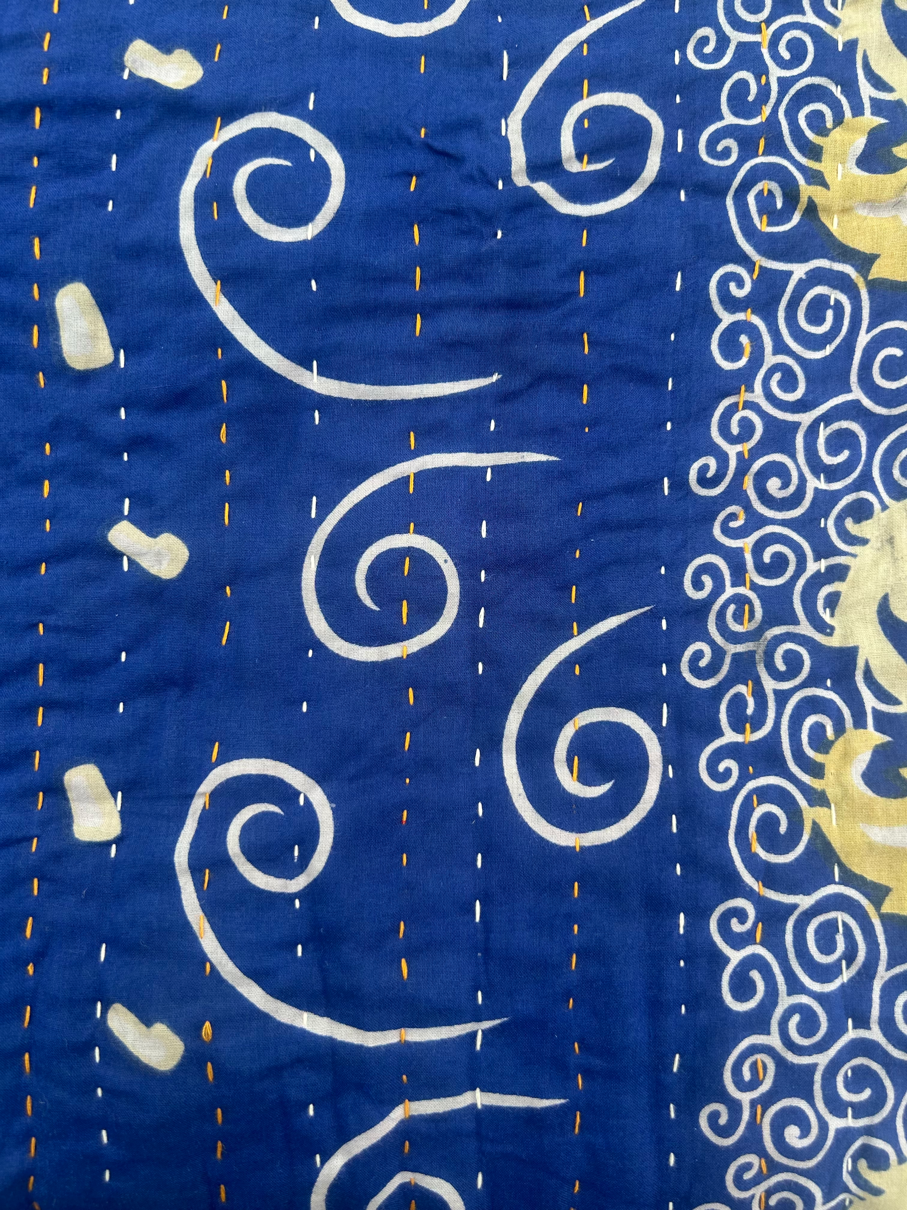 Dark Blue Cotton Kantha Throw