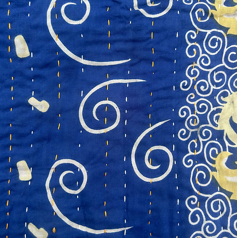 Dark Blue Cotton Kantha Throw