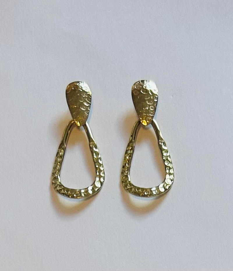 Pounded Spade Dangle Earrings (Gold Brass)