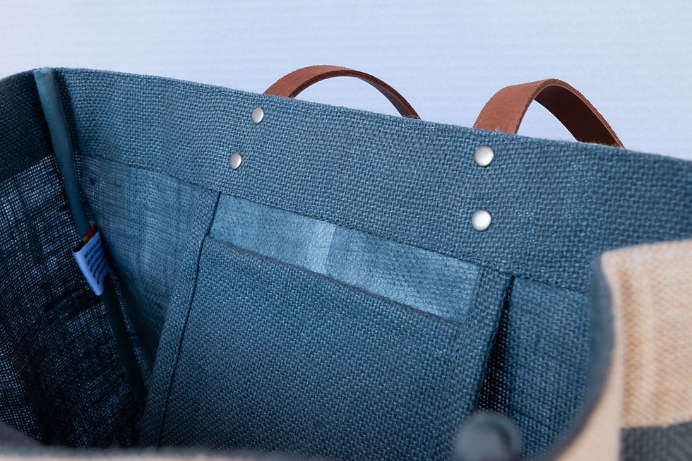 Thumbnail: Jute Short Market Long Handle Tote Teal