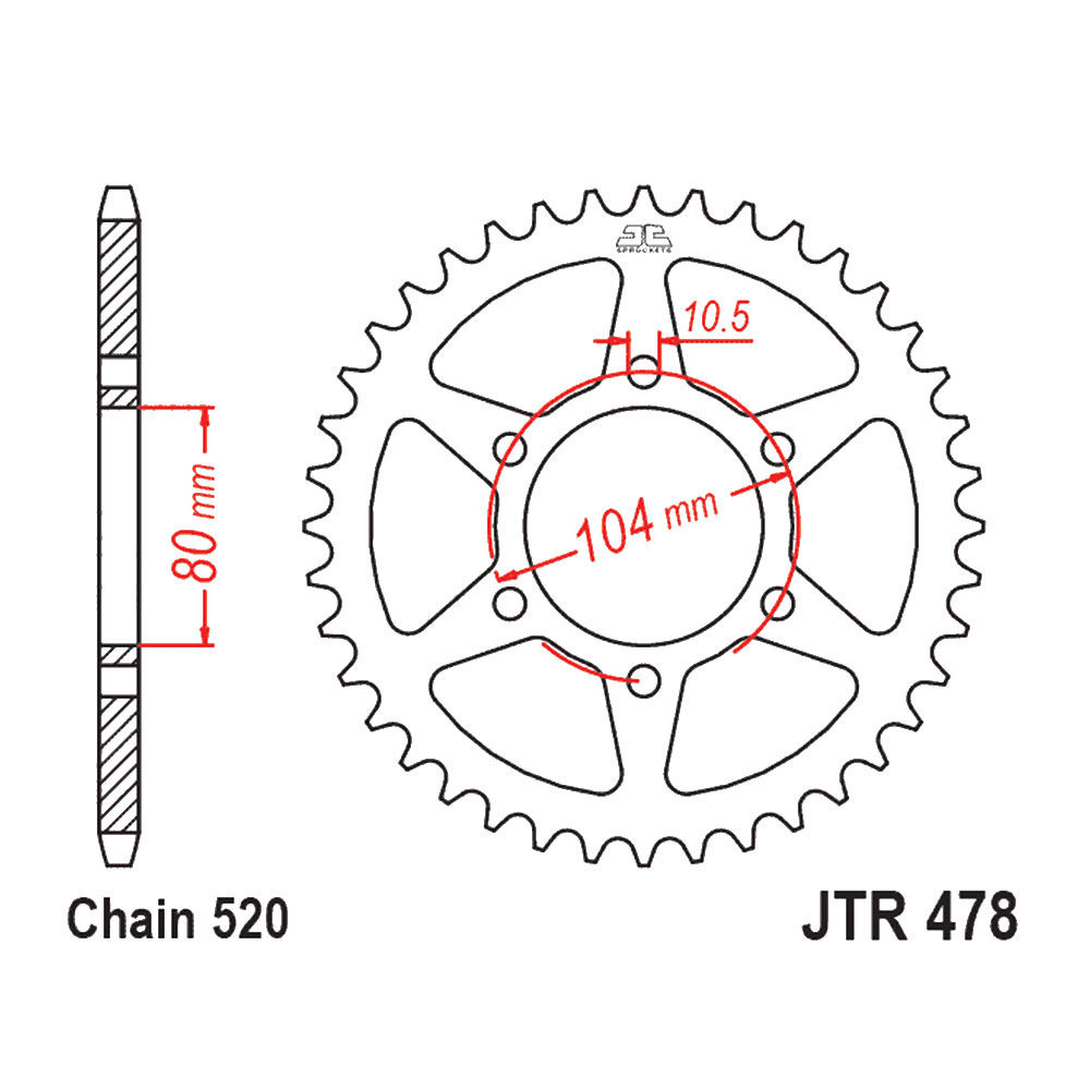 JT lančanik zadnji JT JTR478-48 (520) 48 zuba JTR478-48