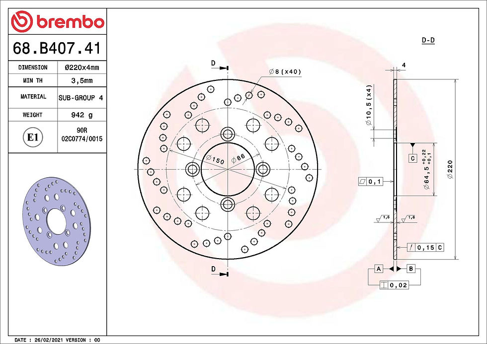 Thumbnail: BREMBO kočioni disk Serie Oro 68B40741
