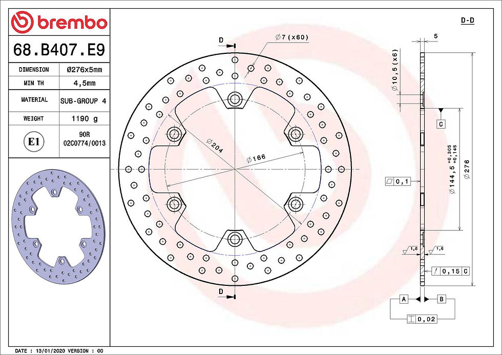 Thumbnail: BREMBO kočioni disk Serie Oro 68B407E9
