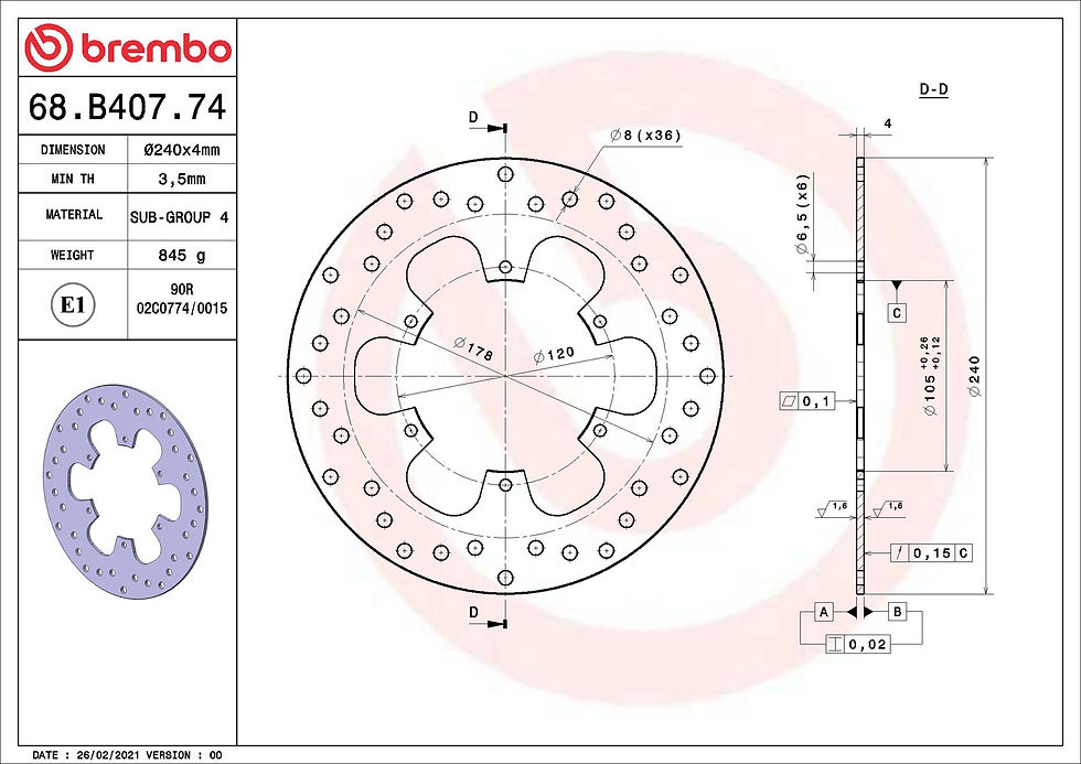 Thumbnail: BREMBO kočioni disk Serie Oro 68B40774