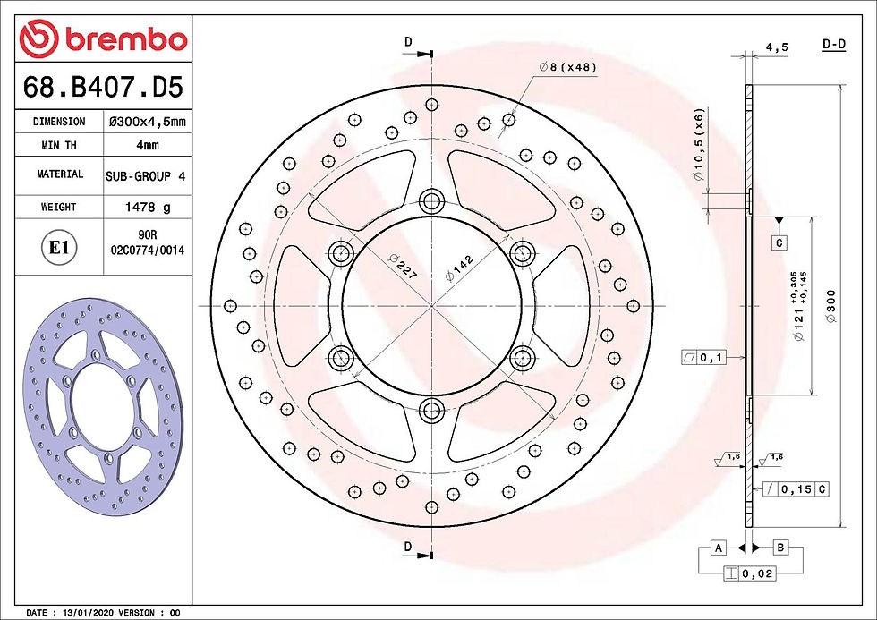 Thumbnail: BREMBO kočioni disk Serie Oro 68B407D5