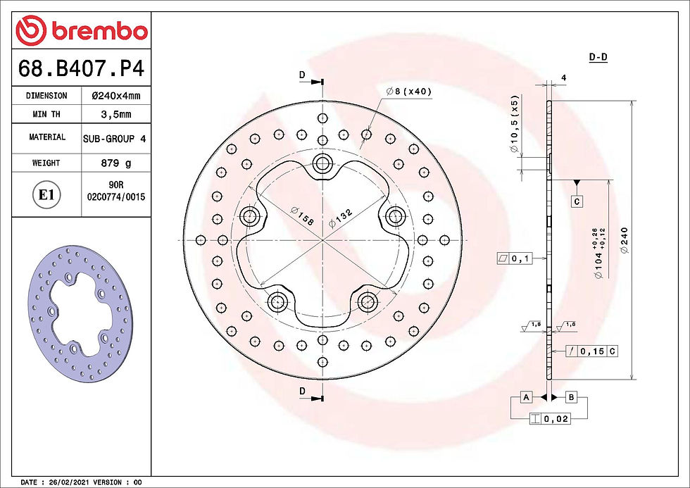 Thumbnail: BREMBO kočioni disk Serie Oro 68B407P4
