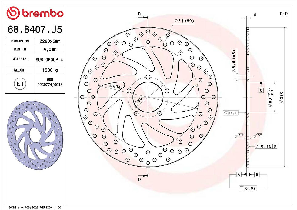 Thumbnail: BREMBO kočioni disk Serie Oro 68B407J5