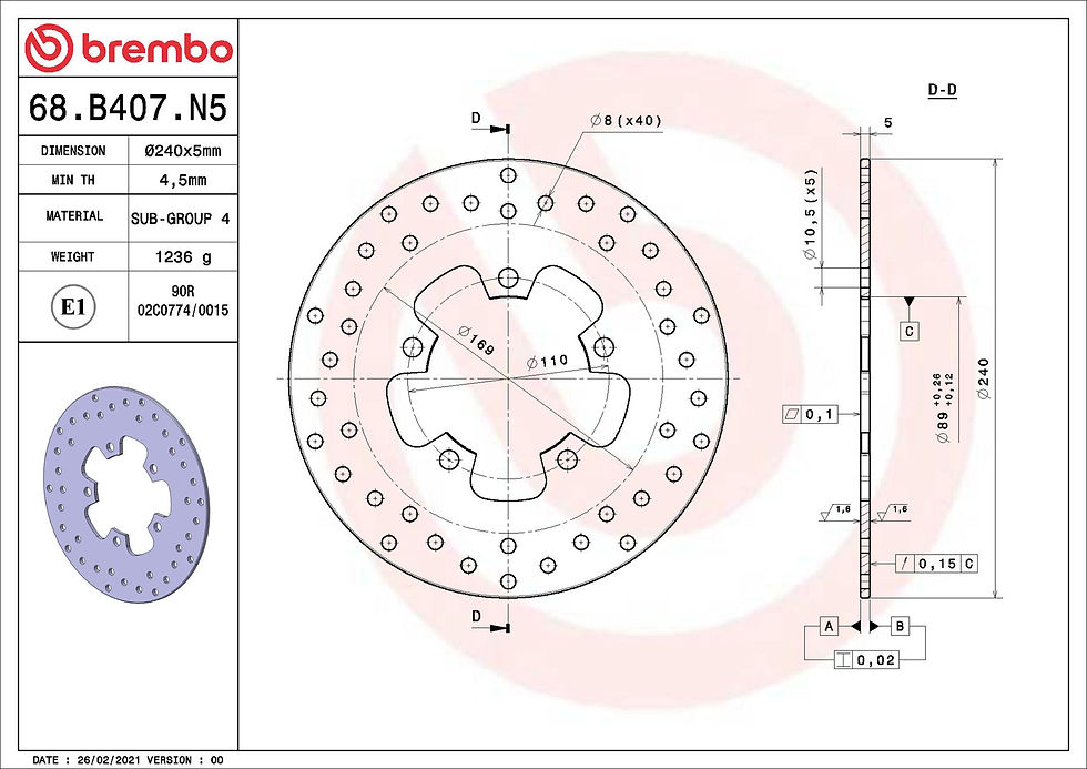 Thumbnail: BREMBO kočioni disk Serie Oro 68B407N5