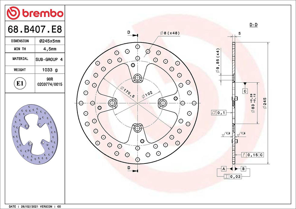 Thumbnail: BREMBO kočioni disk Serie Oro 68B407E8