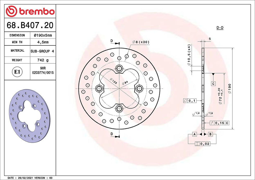 Thumbnail: BREMBO kočioni disk Serie Oro 68B40720