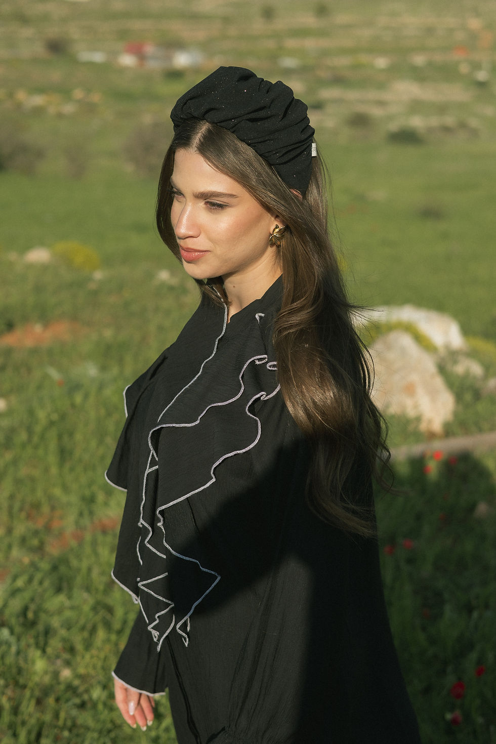 Thumbnail: דגם סטאר שחור מנצנץ אקסטרה רחב