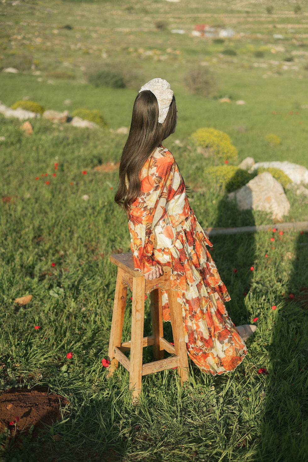 Thumbnail: דגם סטאר פייטים פרחים שמנת אקסטרה רחב