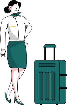 Private jet flight attendant guide illustration showing cabin crew service and luxury aviation standards