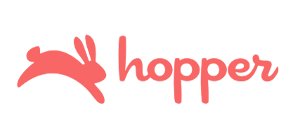 Hopper logo: a hopping bunny and the word "hopper"