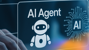 Ilustración conceptual de un agente de inteligencia artificial operando como sistema autónomo en entorno digital, representando la IA agéntica y su impacto en el liderazgo empresarial en 2026.