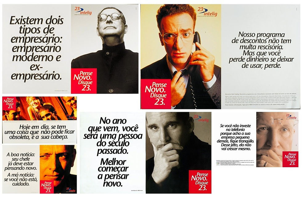 Peças publicitárias da Intelig Telecom fortalecendo o seu posicionamento de marketing