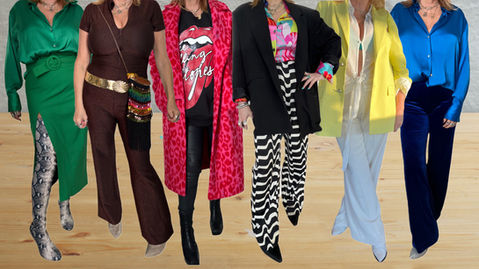 Women wearing colour bright outfits.