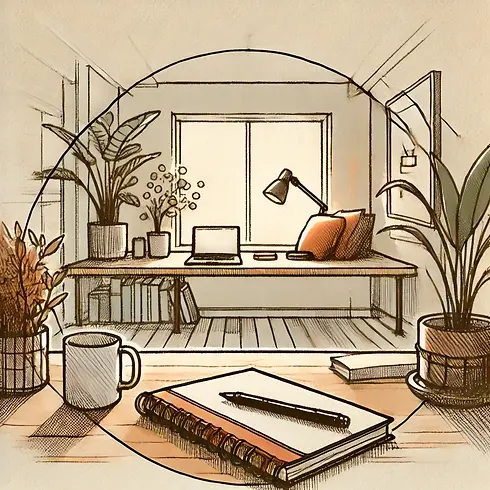 DALL·E 2024-09-23 12.16.31 - A simple, zoomed-in sketch-style illustration of a desk with