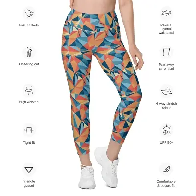 Thumbnail: Garment specifications leggings with pockets 2XS to 6XL triangle gusset UPF 50