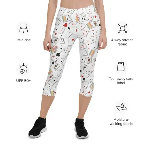 Thumbnail: Garment specifications: Capri leggings mid-calf length with a triangle gusset