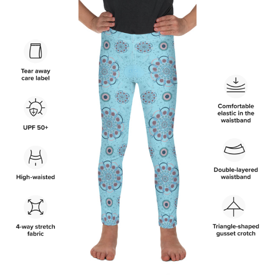 Thumbnail: 3017 Mandala Euphony Blizzard Blue Kid's Leggings