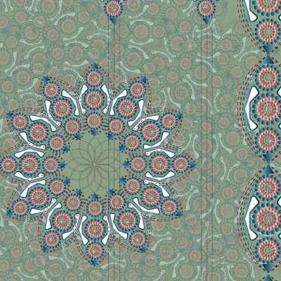 Thumbnail: sample pattern. Adult Sizes (XS-XL): Dark Sea Green mandala leggings with bold circular patterns.