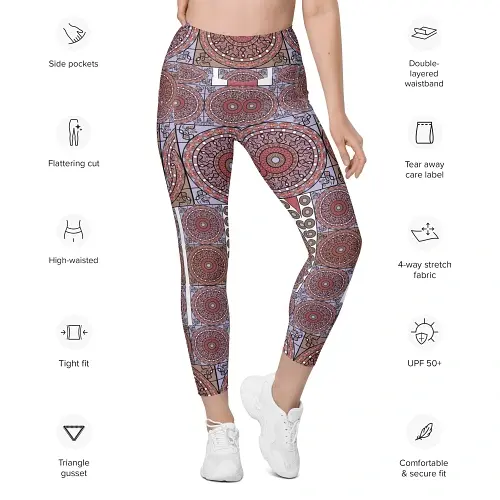 Thumbnail: Garment specifications 2XS-6XL leggings with pockets 3080 Yantra Mandala UPF 50+