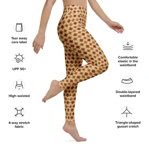 Thumbnail: Garment specifications S Sunfire Botanical leggings raised waistband hand-sewn