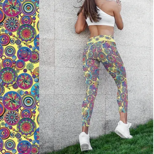 Thumbnail: Scope Kaleidoscope Abstract Pattern Leggings