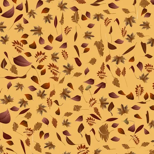 Thumbnail: Stylised autumn leaf design in a seamless repeating pattern on fabric