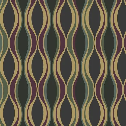 Thumbnail: Art Deco inspired vertical waves in gold and burgundy on a dark grey-black base
