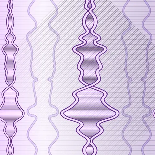Thumbnail: Close-up of Purple and Crimson Haze Pattern, featuring structured wave designs in purples, lavenders, and white, creatin