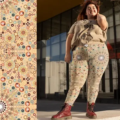 Thumbnail: Plus-size woman wearing 2XL-6XL Frangipani base leggings