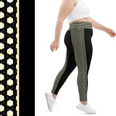 Thumbnail: Woman wearing 2XL-6XL black base leggings stretching in a pilates studio