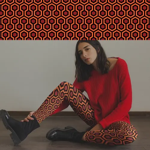 Thumbnail: Woman in L seamless leggings showing off the classic horror pattern