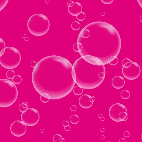 Thumbnail: 3D effect bubble motif on bold Violet Red leggings with crisp white outlines