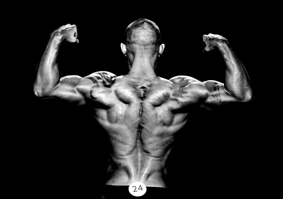 Bodybuilding  back double biceps pose