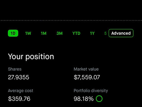 Robinhood screenshot showing Strategy portfolio balance and consistent daily buys.