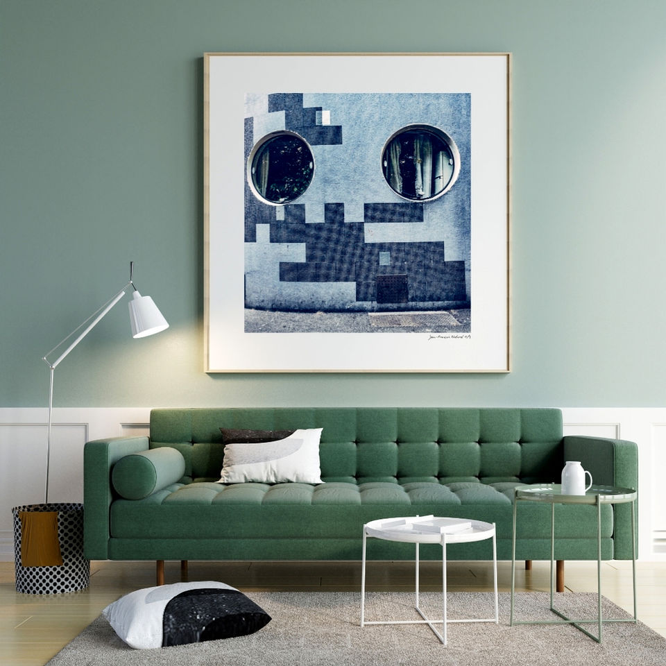 Impression et encadrement artistique d'un détail d'une architecture minimaliste colorée