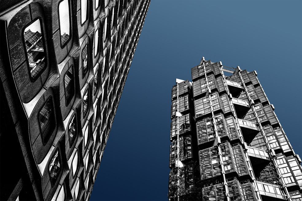 Architecture des années 70 à Beaugrenelle, immeubles hauts en front de Seine