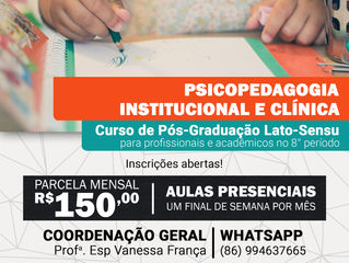Matricule-se na especialização em Psicopedagogia Institucional e clÃnica