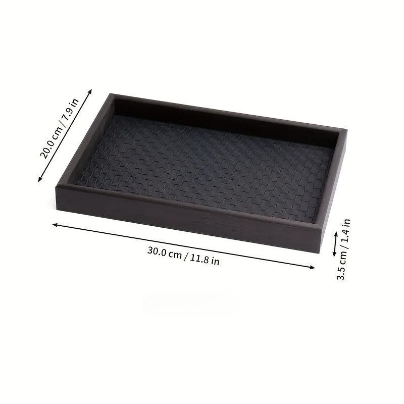 Miniatura: 1pc Woven Texture Faux Leather Storage Tray,Watch Jewelry Organizer, Decorative 