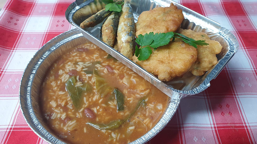 Arroz de Feijão com Pataniscas ou Sardinhas