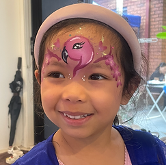 Pink flamingo, Charming Cheeks Sydney Face Painting