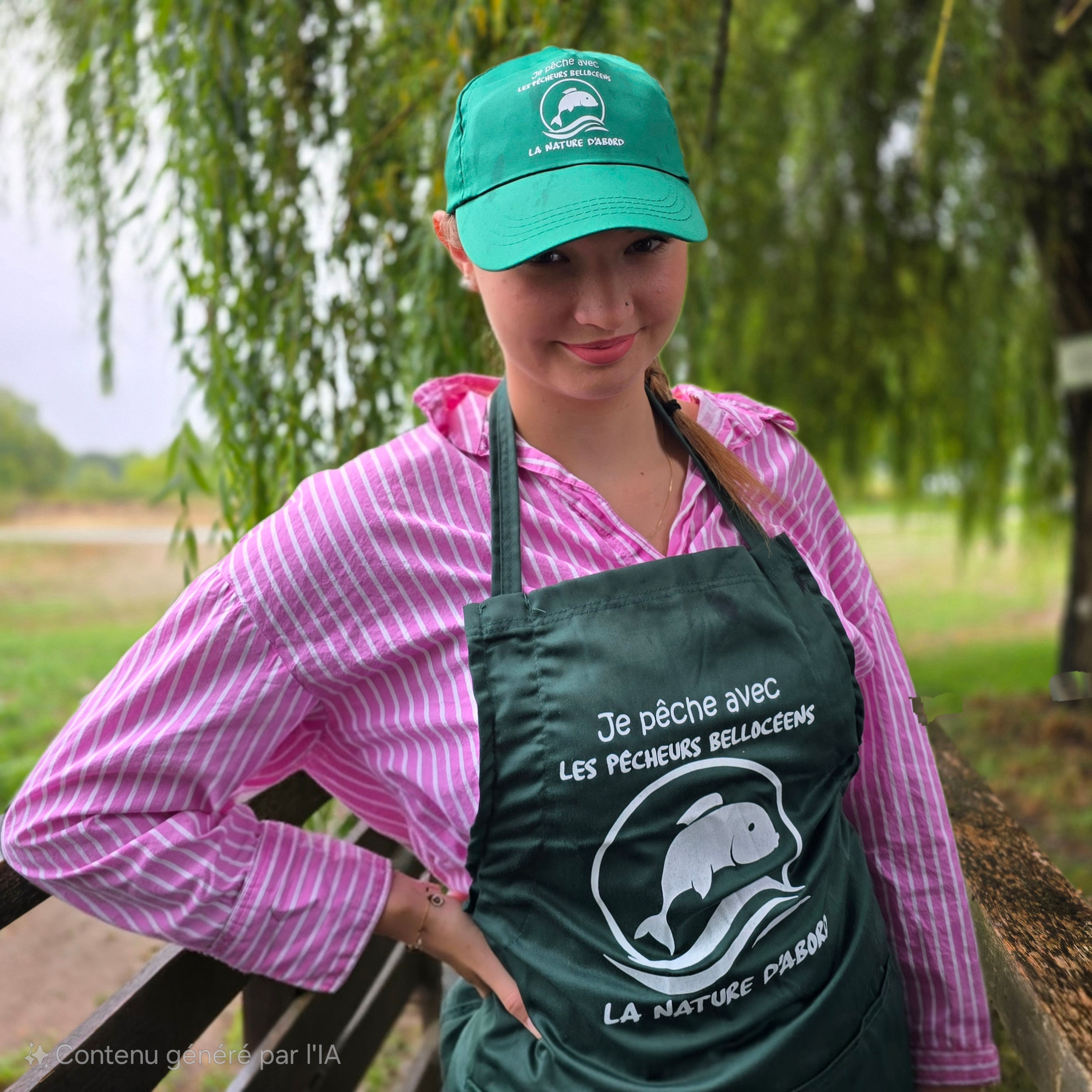 Tablier vert Les Pêcheurs Bellocéens (je pêche avec)